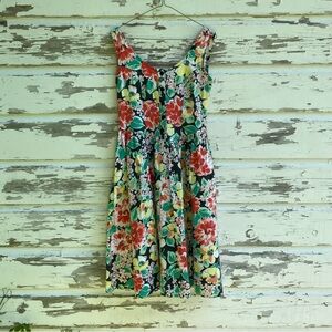 Vintage Milanzo 1990s floral dress pockets button up size 7/8 cotton midi